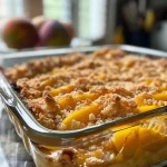 ['Close-up view of a golden-brown mango cobbler topped with fresh mango slices.', 'Side view of a freshly baked mango cobbler with a crispy crust and juicy filling.', 'Appetizing mango cobbler with a shimmering crust and bits of ripe mango visible.', 'Flaky and golden crust of a mango cobbler, highlighting the vibrant mango filling.']