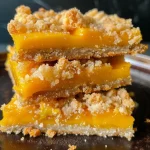 ['Close-up view of mango crumb bars with a golden crumb topping.', 'Side view of succulent mango crumb bars, showcasing their layers.', 'Juicy mango crumb bars with a rich crumbly crust, freshly baked.', 'Appetizing mango crumb bars displayed on a plate with a side view.']