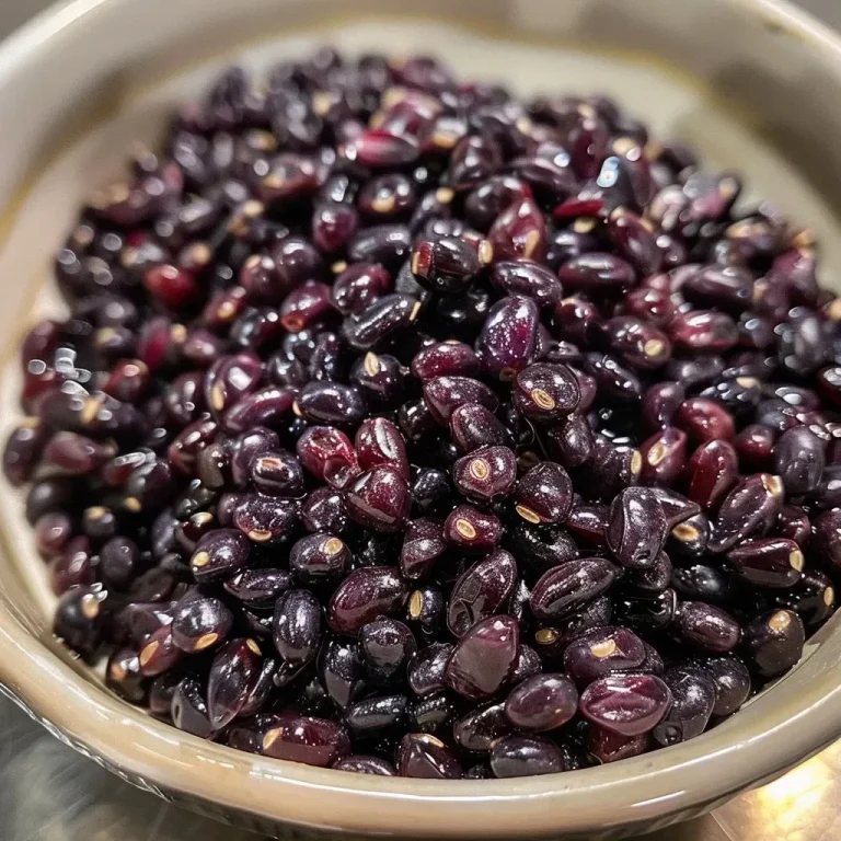 ['Close-up view of cooked Riceberry grains, showcasing their unique purple hue and texture.', 'Side view of a bowl filled with fluffy Riceberry, highlighting its shiny surface and distinct color.', 'Detailed shot of Riceberry grains, revealing their rich purple color and plump appearance.', 'Close-up image of Riceberry with water droplets, emphasizing freshness and quality.']